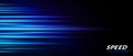 Vector Illustration Neon Speed Lines Background. Dark Blue Racing Concept.