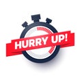 Vector Illustration Hurry Up Sign With Stop Watch