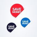 Vector Illustration Save Money Button Set. Royalty Free Stock Photo