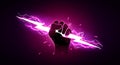 Vector Illustration Hand Holding Pink Lightning