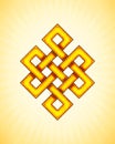 Yellow eternal / endless / buddha knot symbol Royalty Free Stock Photo