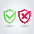 Vector Illustration Check And Cross Shield Icon Royalty Free Stock Photo