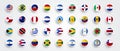 Vector Illustration North And South America Button Flag Set Royalty Free Stock Photo