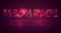 Futuristic Cyber Neon Typography. Red Technology Style Font