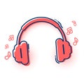 Modern Headphone Music Icon With Notes