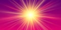 Powerful Glowing Sun On Violet Background