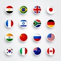 Round Button Set With Flag Of The World Royalty Free Stock Photo