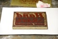 Printing plate and paper sheet with the inscription `Handicraft back then`