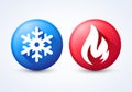 DruckVector illustration modern 3D hot and cold icon set with flame and snowflake