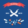 Drug Abuse 26 June Poster Vector Illustration