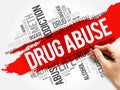 Drug Abuse word cloud collage, health concept Royalty Free Stock Photo