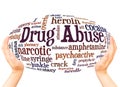 Drug Abuse word cloud hand sphere concept