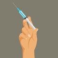 Drug addiction concept, hand with syringe, heroin dependence, illegal injection, vector illustration. Royalty Free Stock Photo