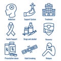 Drug & Alcohol Dependency Icon Set - support, recovery, and treatment