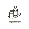 Drug & Alcohol Dependency Icon - shows drug addiction imagery