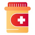 Drug bottle flat icon. Pharmaceutical jar vector illustration isolated on white. Medication gradient style design Royalty Free Stock Photo