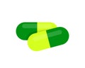 Drug capsule herbal for icon isolated on white, herbal medicine capsules green color, heap capsule pill, illustration capsules