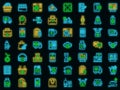Drug delivery icons set vector neon Royalty Free Stock Photo