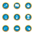 Drug dependence icons set, flat style