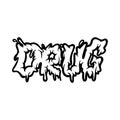 Drug hand lettering word melting font silhouette