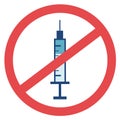 Drug injection / syringe with vaccination is probibited, forbidden