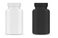 Drug medical bottles set. Black white 3d Vector