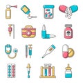 Drug medicine icons set, cartoon style Royalty Free Stock Photo