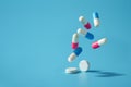 Drug or medicine,medicine pills and antibiotics background Space for text on a blue background Royalty Free Stock Photo