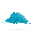 The drug is methamphetamine in the form of a pile of blue crystals Royalty Free Stock Photo