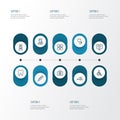 Drug Outline Icons Set. Collection Of Monitor, Temperature, Hear