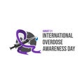 Drug overdose awareness day purple ribbon vector