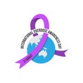 Drug overdose awareness day purple ribbon vector illustration