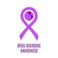 Drug overdose awareness day purple ribbon vector illustration