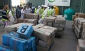 Drug packs are stacked and shown to medias before its destruction