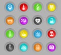 Drug store colored plastic round buttons icon set Royalty Free Stock Photo