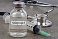Bottle of meningococcal vaccine close up