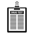 Drug test clipboard icon, simple style