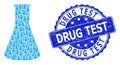 Rubber Drug Test Round Watermark and Recursive Chemical Retort Icon Mosaic Royalty Free Stock Photo