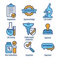 Drug Testing and Safety Icon Set Vector Graphic with Rounded Edges