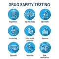 Drug Testing and Safety Icon Set Vector Graphic with Rounded Edges Royalty Free Stock Photo