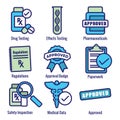 Drug Testing and Safety Icon Set Vector Graphic w Rounded Edges
