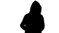 Drug trafficker's black silhouette on white background