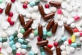 Drug Treatments and Medications in a Pile Group of Pills and Vit Royalty Free Stock Photo