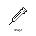 Drugs icon. Trendy modern flat linear vector Drugs icon on white