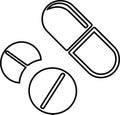 Drugs, medicine, pill outline icon. Vector design