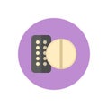 Drugs, medicines flat icon. Round colorful button, Tablet and pills circular vector sign, logo illustration.