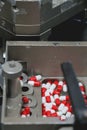 Drugs in Pharmaceutical machine close up