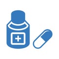 Drugs, pills, medicine icon. Blue color design Royalty Free Stock Photo