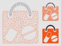 Drugs Shopping Bag Vector Mesh 2D Model and Triangle Mosaic Icon