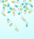 Colorful capsules falling background. Royalty Free Stock Photo